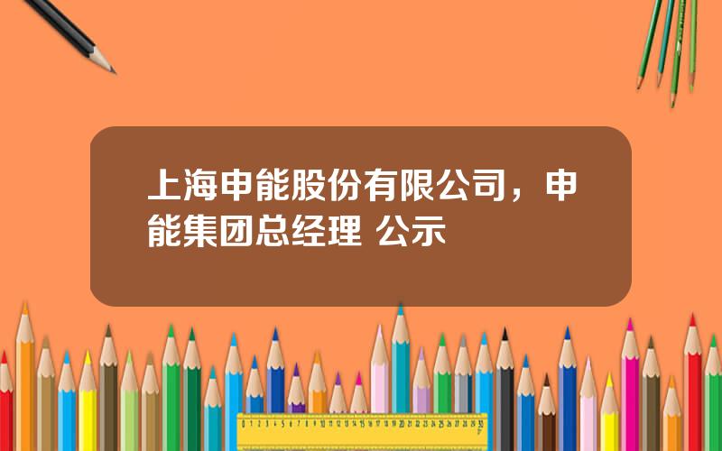上海申能股份有限公司，申能集团总经理 公示